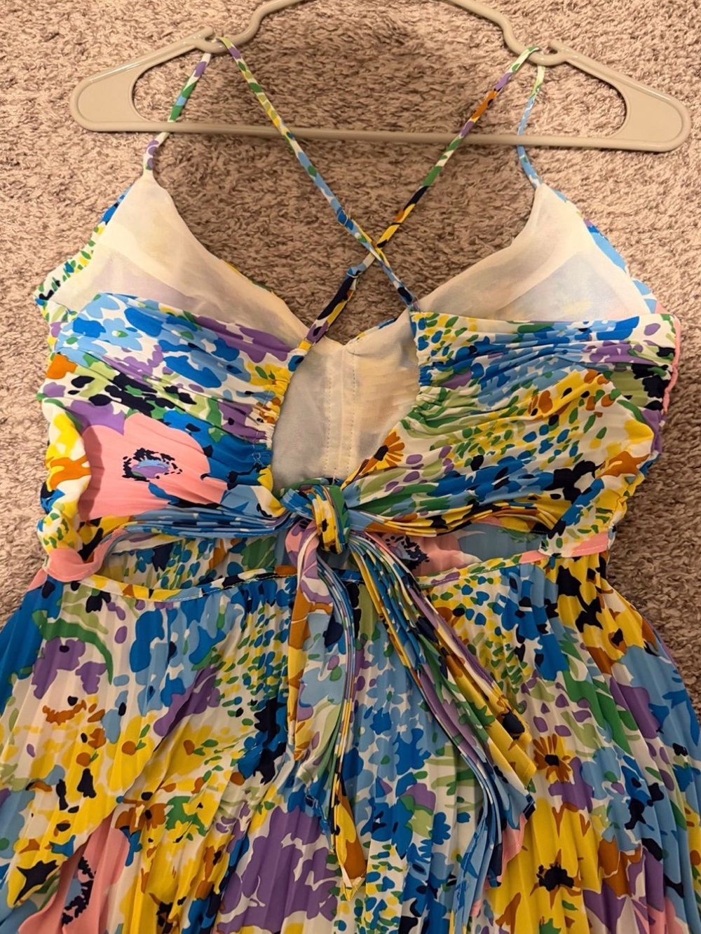 Astr Floral Pleated Maxi Dress in Blue, Yellow, Pink - Picture 4 of 5
